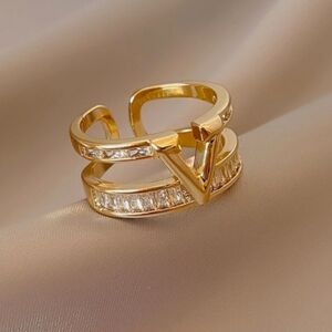 Women's Trendy Logo  Ring-Resizeble 18k Gold Plated